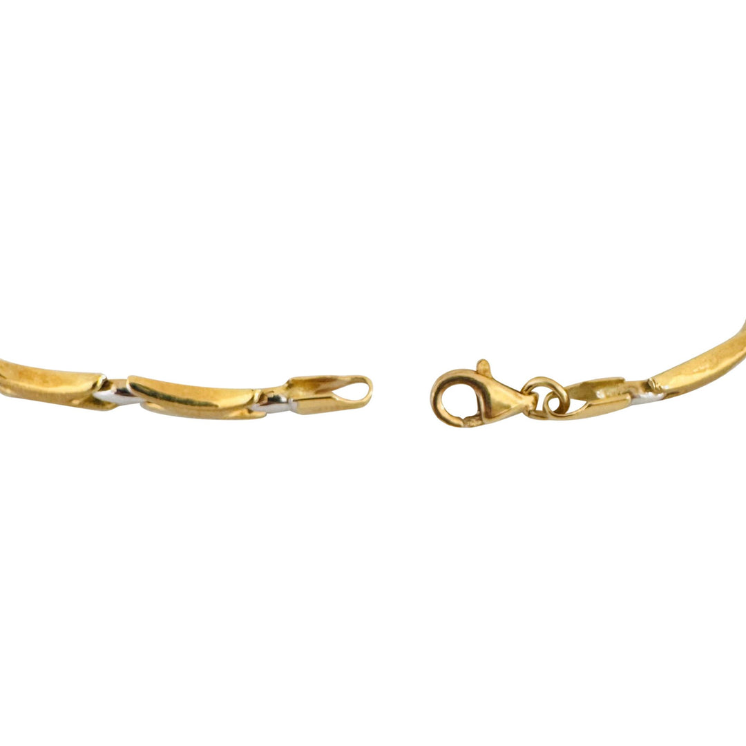 18k Yellow and White Gold 6.6g Ladies Two Tone 5mm Fancy Link Bracelet 7"