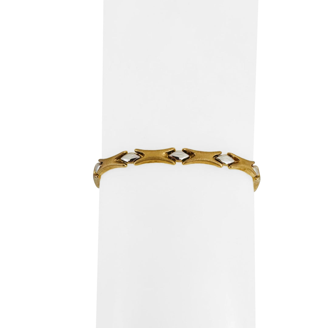 18k Yellow and White Gold 6.6g Ladies Two Tone 5mm Fancy Link Bracelet 7"
