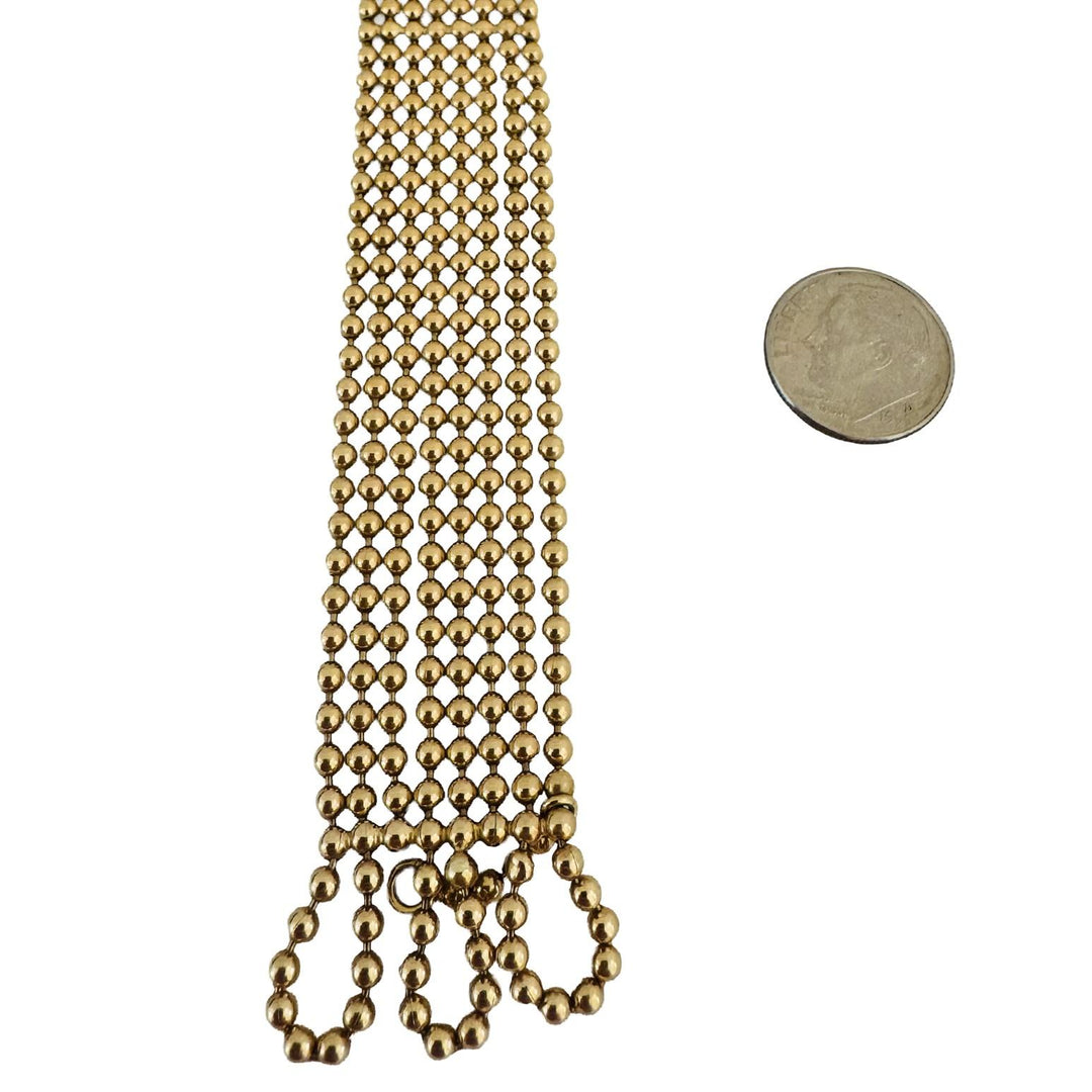 18k Yellow Gold and Diamond 43.7g Vintage Multi Stand Bead Link Bracelet 7"