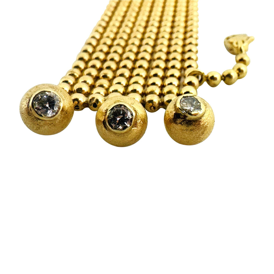 18k Yellow Gold and Diamond 43.7g Vintage Multi Stand Bead Link Bracelet 7"