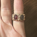 14k Yellow Gold 14.2g Solid Multi Gemstone Band Ring Size 6.25