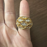 14k Yellow Gold and 2cttw Diamond 22g Heavy Bombe Ring Size 6.25