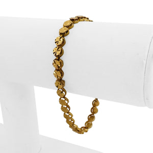 14k Yellow Gold 6.4g Diamond Cut 5.5mm Circle Link Bracelet 7"