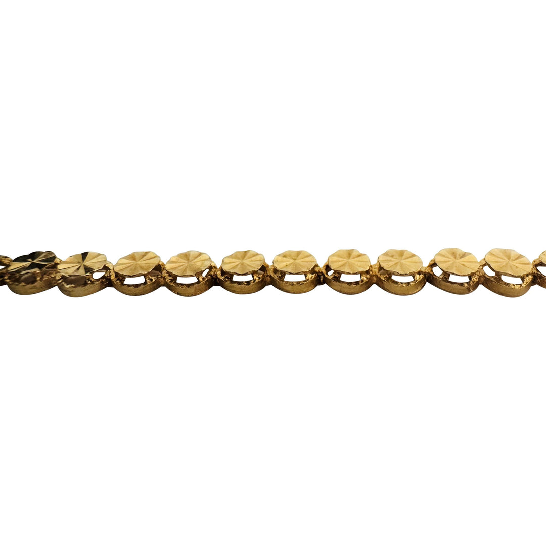 14k Yellow Gold 6.4g Diamond Cut 5.5mm Circle Link Bracelet 7"