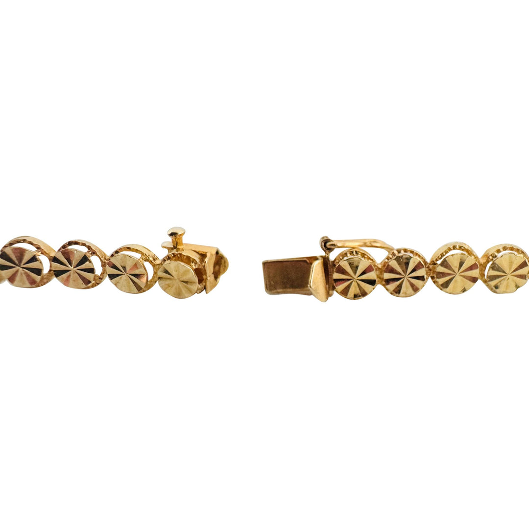 14k Yellow Gold 6.4g Diamond Cut 5.5mm Circle Link Bracelet 7"