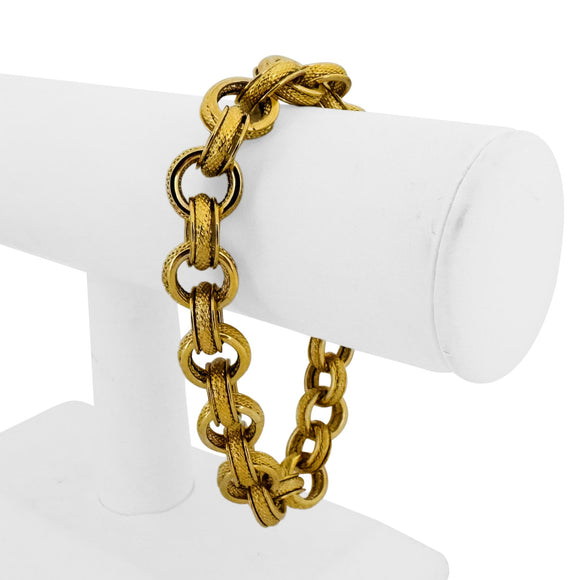 14k Yellow Gold 15.7g Hollow Thick 12.5mm Circle Cable Link Bracelet Italy 8