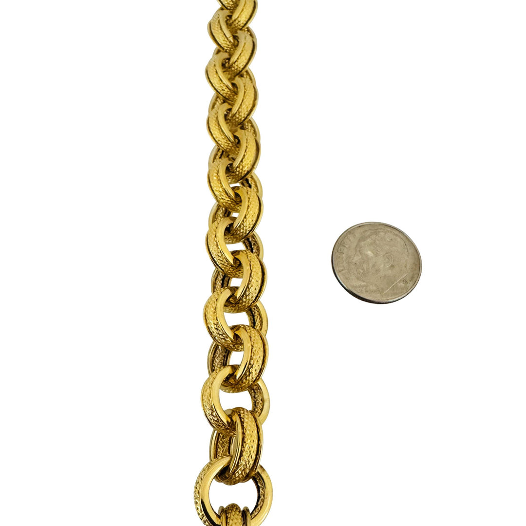 14k Yellow Gold 15.7g Hollow Thick 12.5mm Circle Cable Link Bracelet Italy 8"