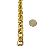 14k Yellow Gold 15.7g Hollow Thick 12.5mm Circle Cable Link Bracelet Italy 8"