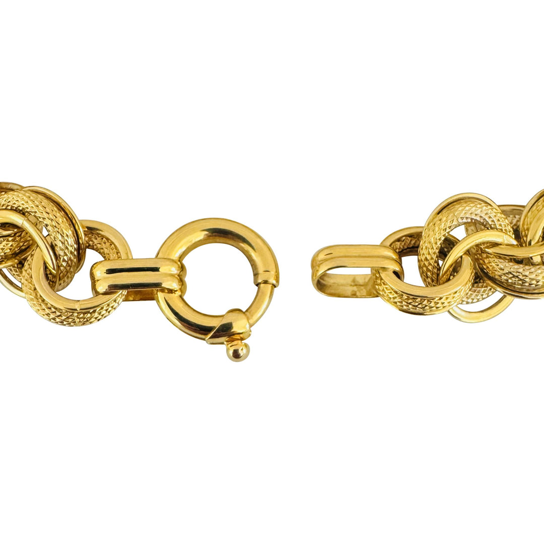 14k Yellow Gold 15.7g Hollow Thick 12.5mm Circle Cable Link Bracelet Italy 8"