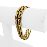 14k Yellow Gold 31.8g Heavy Ladies 13.5mm Fancy Bar Link Bracelet Italy 7.25"