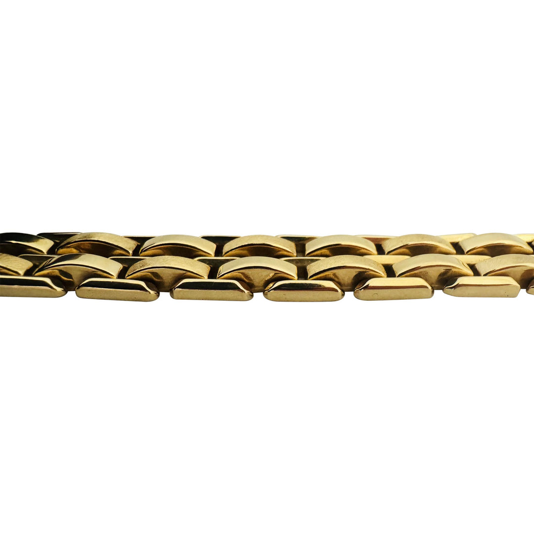 14k Yellow Gold 31.8g Heavy Ladies 13.5mm Fancy Bar Link Bracelet Italy 7.25"