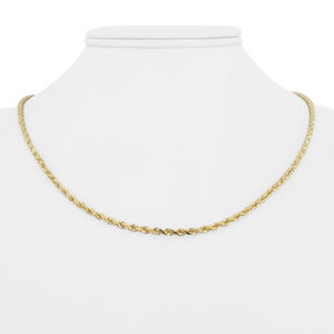14k Yellow Gold 8.5g Solid Thin 2mm Diamond Cut Rope Chain Necklace 18"