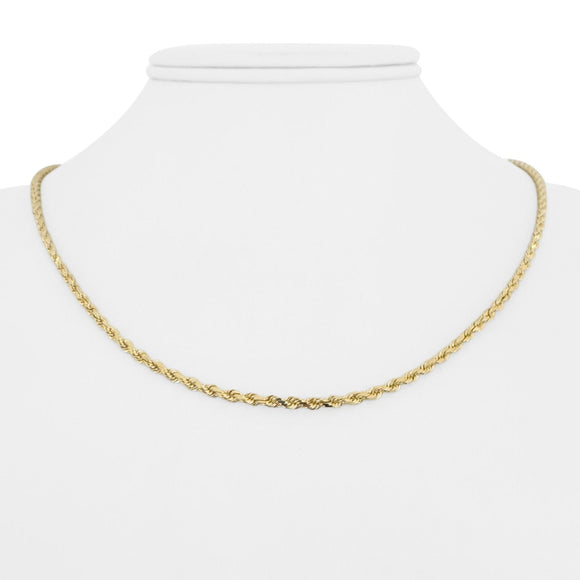 14k Yellow Gold 8.5g Solid Thin 2mm Diamond Cut Rope Chain Necklace 18