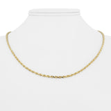14k Yellow Gold 8.5g Solid Thin 2mm Diamond Cut Rope Chain Necklace 18"
