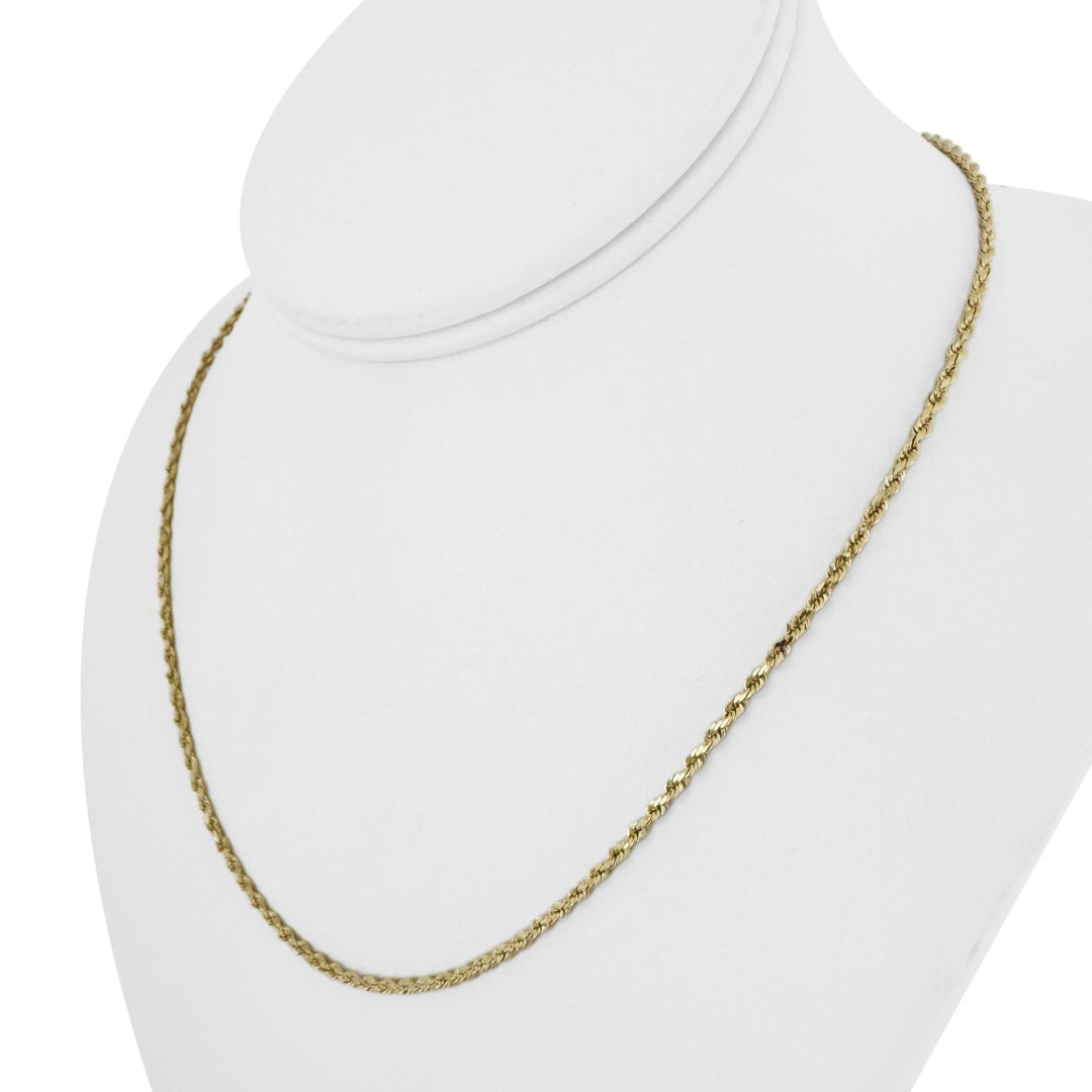 14k Yellow Gold 8.5g Solid Thin 2mm Diamond Cut Rope Chain Necklace 18"