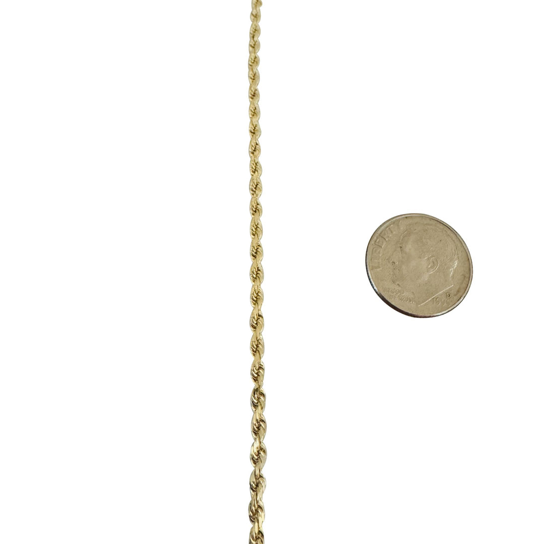 14k Yellow Gold 8.5g Solid Thin 2mm Diamond Cut Rope Chain Necklace 18"