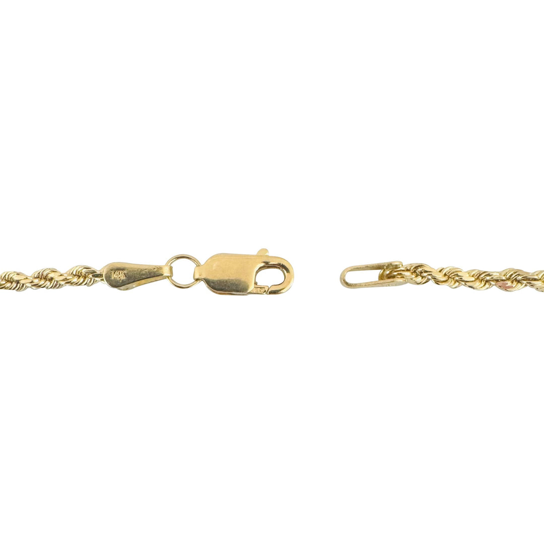 14k Yellow Gold 8.5g Solid Thin 2mm Diamond Cut Rope Chain Necklace 18"