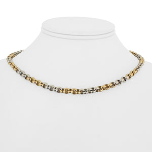 14k Yellow and White Gold 15g Ladies Two Tone 5mm Rolo Link Chain Necklace 16"