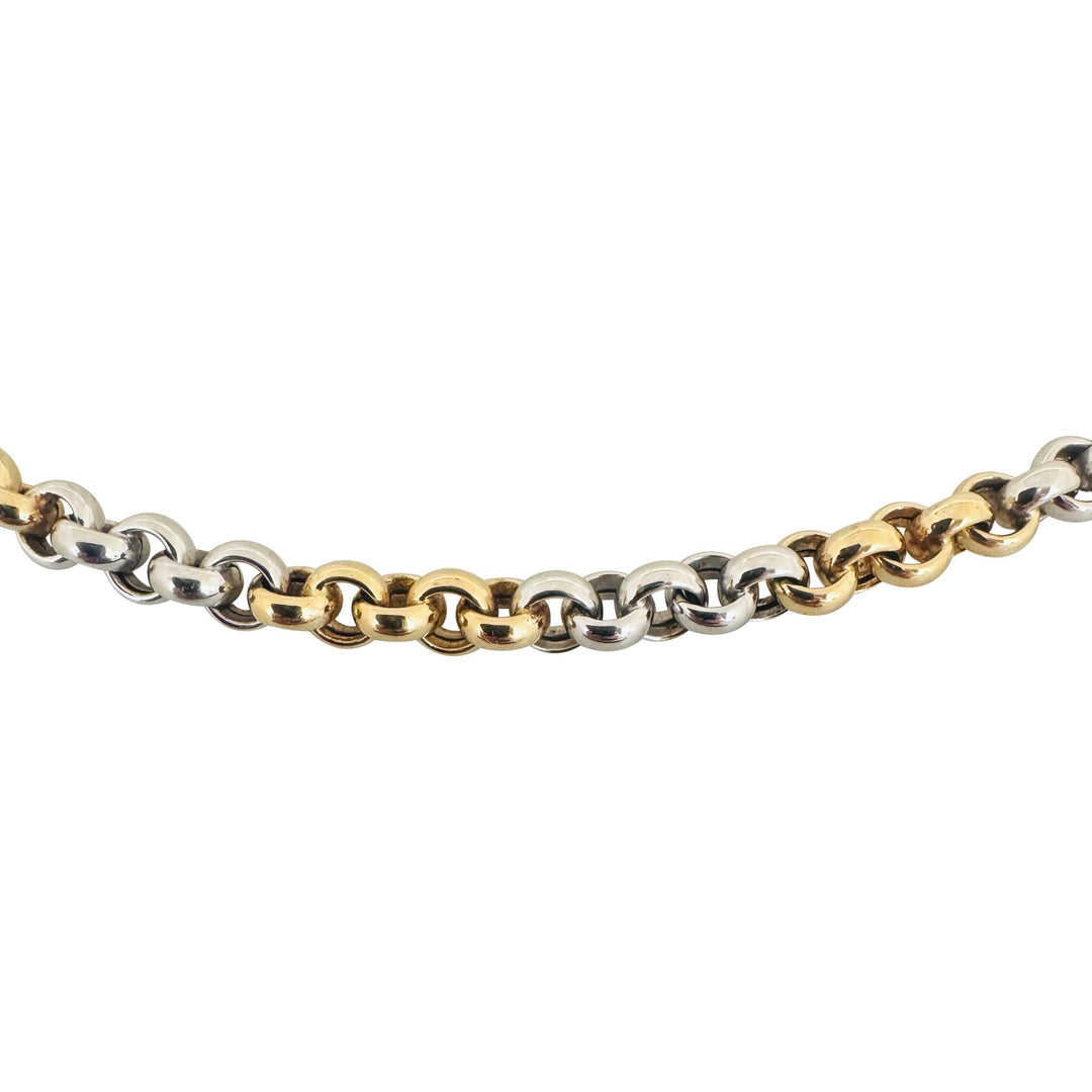 14k Yellow and White Gold 15g Ladies Two Tone 5mm Rolo Link Chain Necklace 16"
