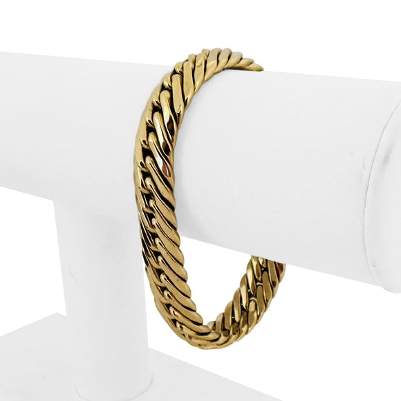 14k Yellow Gold 24.5g Thick Ladies 11mm Flattened Curb Link Bracelet 7.25