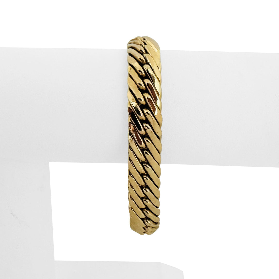 14k Yellow Gold 24.5g Thick Ladies 11mm Flattened Curb Link Bracelet 7.25"