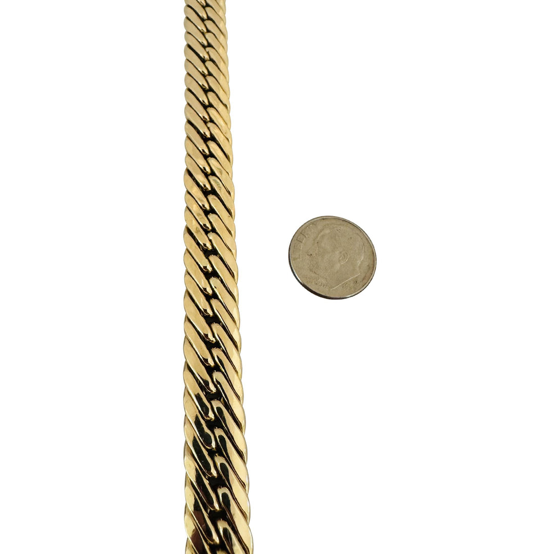 14k Yellow Gold 24.5g Thick Ladies 11mm Flattened Curb Link Bracelet 7.25"