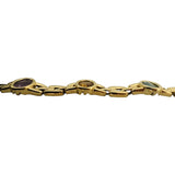14k Yellow Gold 18g Bezel Set Multi Gemstone 10mm Panther Link Bracelet 8"