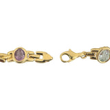 14k Yellow Gold 18g Bezel Set Multi Gemstone 10mm Panther Link Bracelet 8"