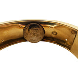 14k Yellow Gold Cabochon Jade and Diamond 45.4g Heavy Bangle Bracelet 6.75"