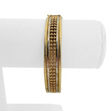 14k Yellow and White Gold 16.2g Solid Ladies Fancy Beaded Bangle Bracelet 7"