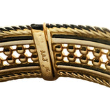 14k Yellow and White Gold 16.2g Solid Ladies Fancy Beaded Bangle Bracelet 7"