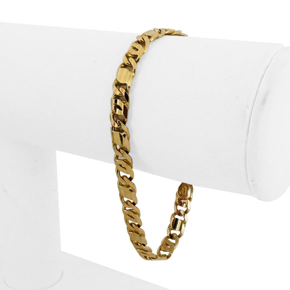 14k Yellow Gold 13g Solid 6mm Fancy Curb Link Bracelet Italy 7.25