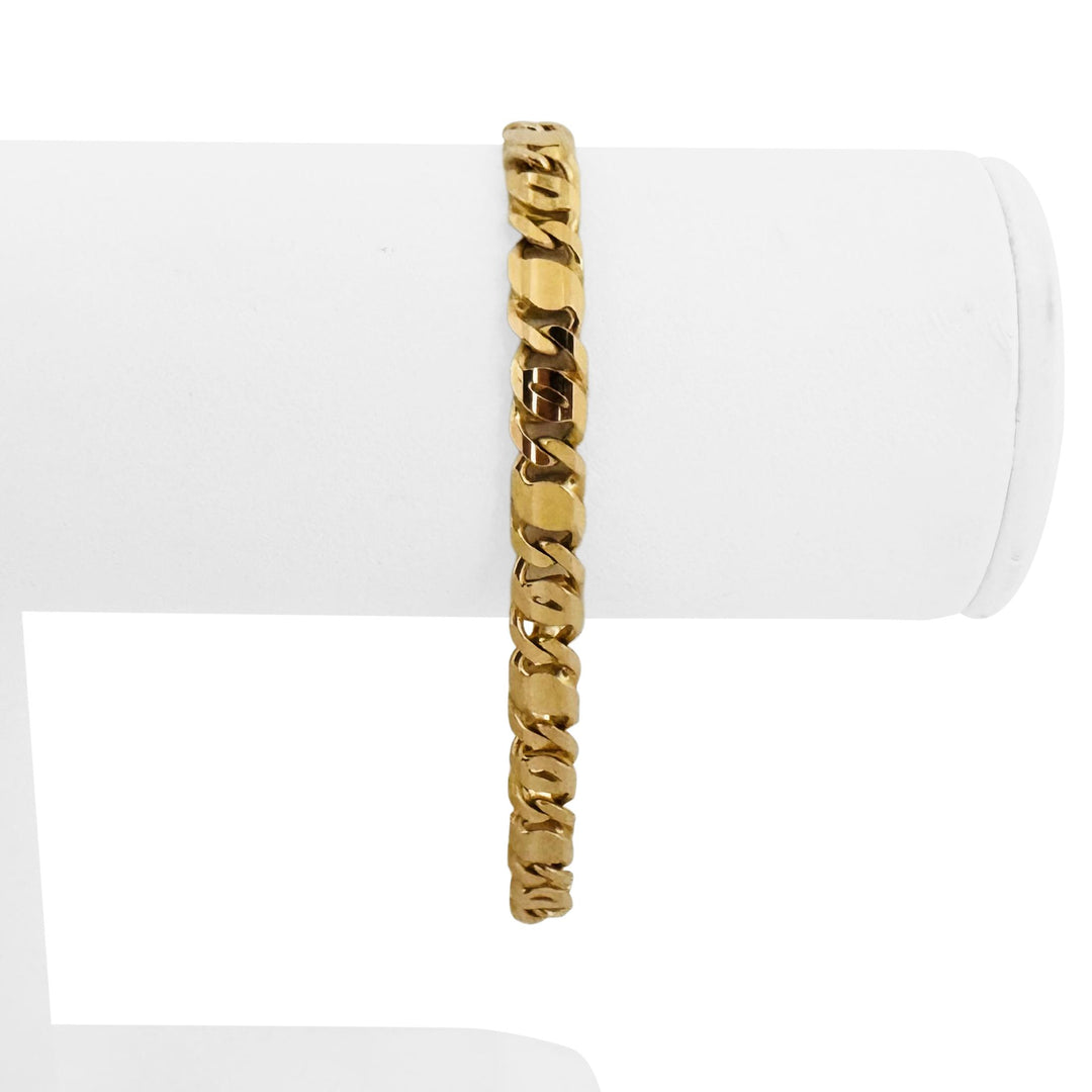 14k Yellow Gold 13g Solid 6mm Fancy Curb Link Bracelet Italy 7.25"
