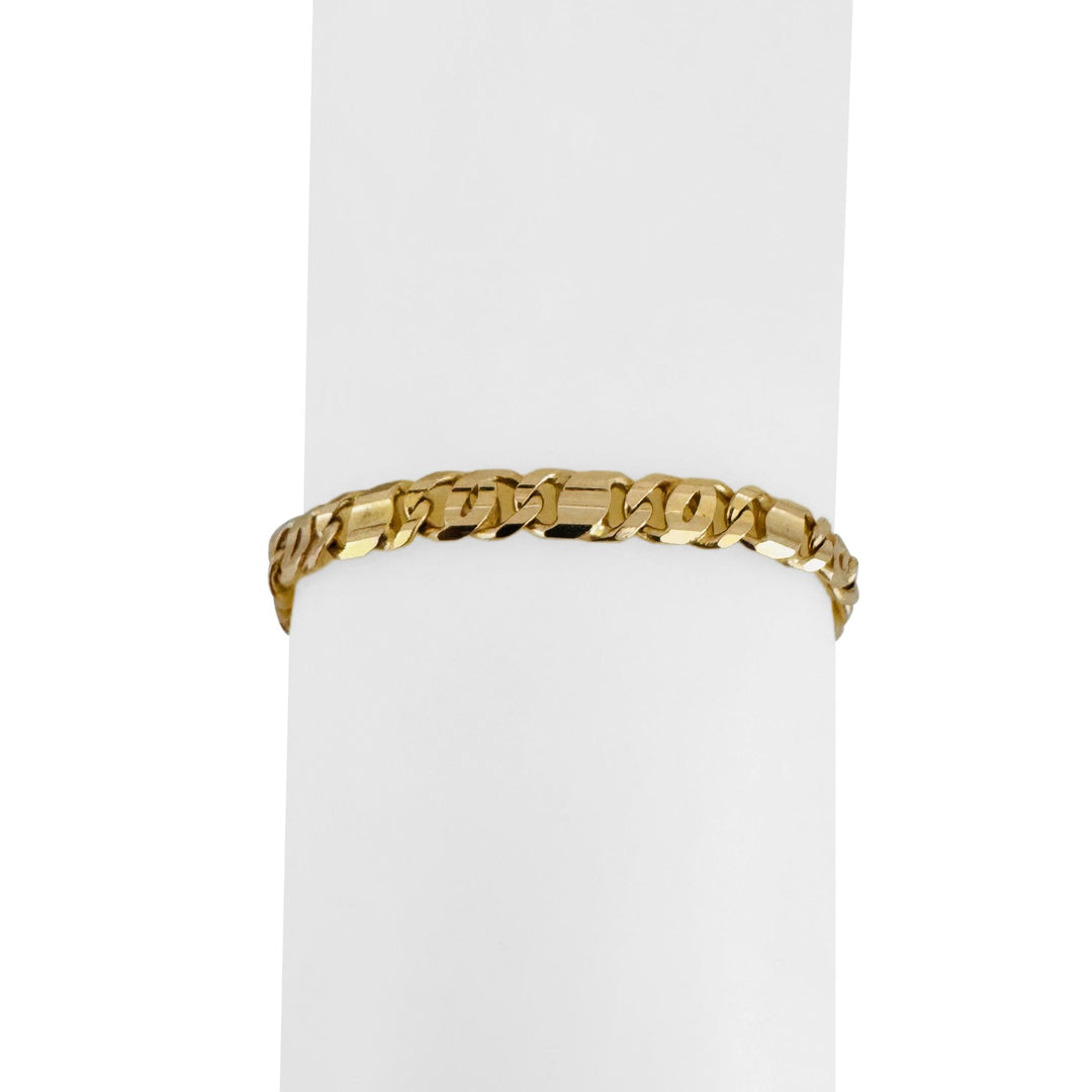 14k Yellow Gold 13g Solid 6mm Fancy Curb Link Bracelet Italy 7.25"