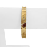 14k Yellow Gold 10.8g Ladies Vintage 8mm Textured Floral Bangle Bracelet 7"