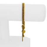 24k Pure Yellow Gold 31g Solid Heavy Curb Link Bracelet with Heart Charms 6.5"