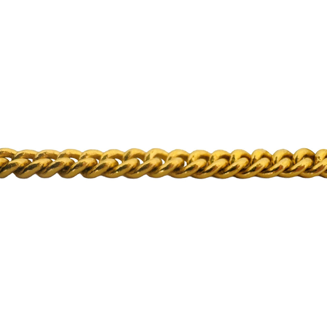 24k Pure Yellow Gold 31g Solid Heavy Curb Link Bracelet with Heart Charms 6.5"