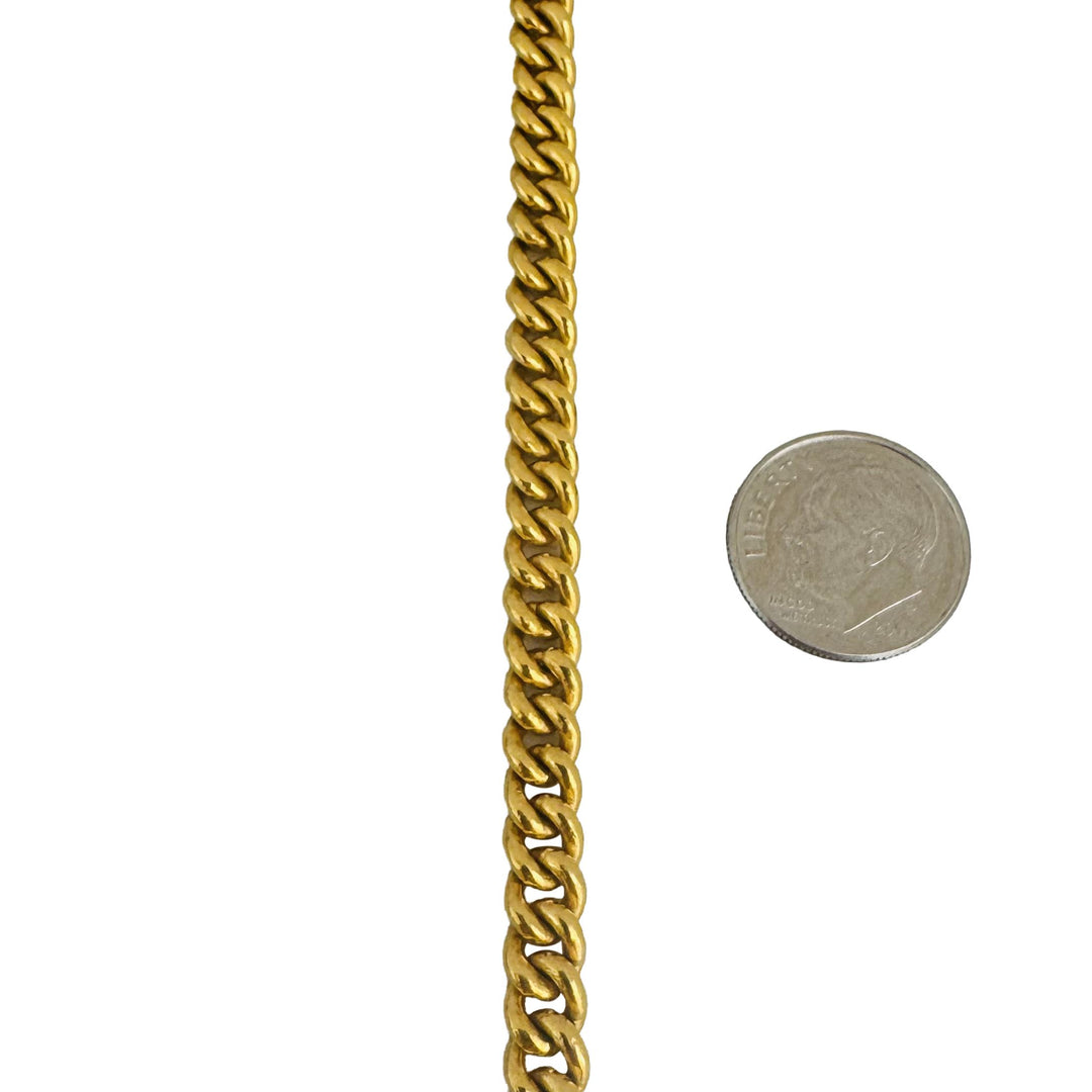 24k Pure Yellow Gold 31g Solid Heavy Curb Link Bracelet with Heart Charms 6.5"