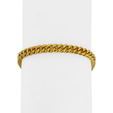 24k Pure Yellow Gold 31g Solid Heavy Curb Link Bracelet with Heart Charms 6.5"