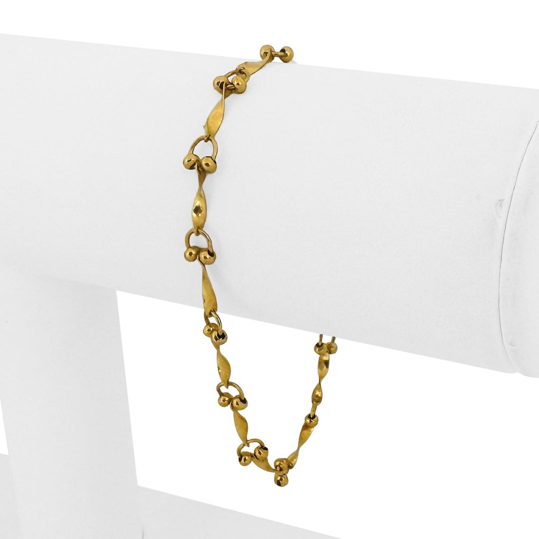 24k Pure Yellow Gold 4g Solid Thin Dainty 5mmFancy Link Bracelet 7"