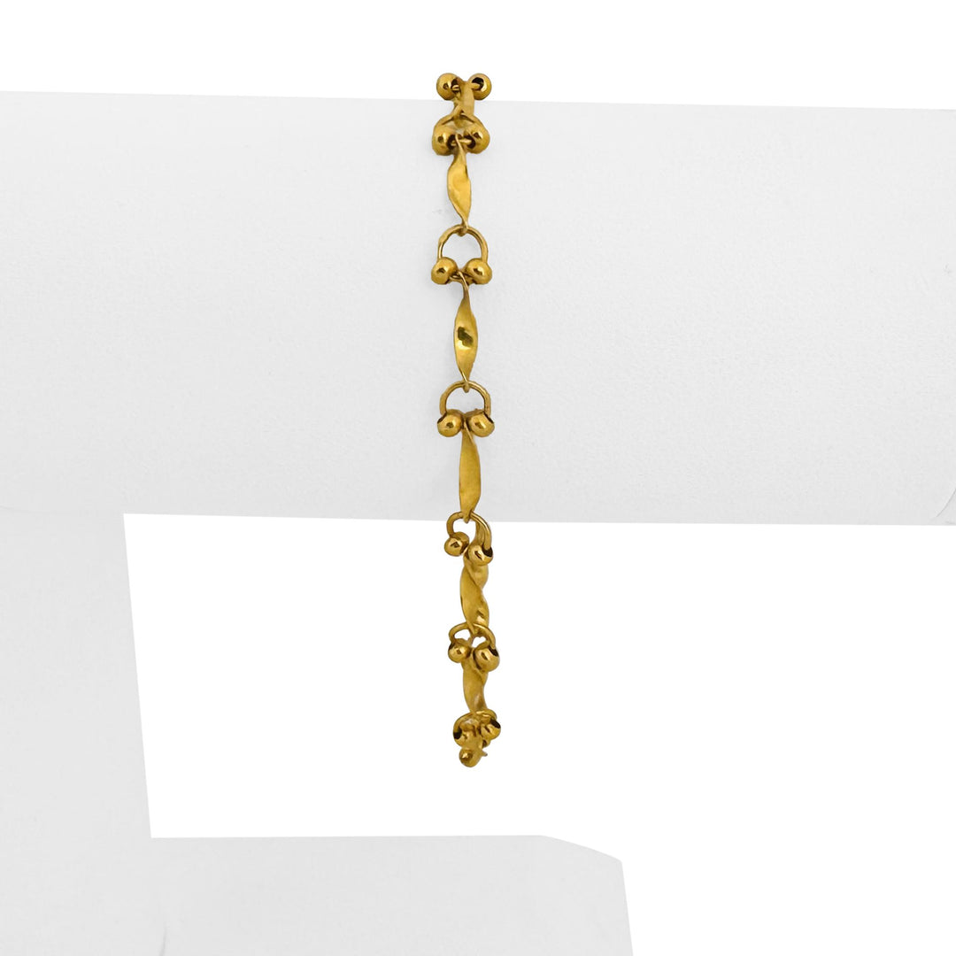 24k Pure Yellow Gold 4g Solid Thin Dainty 5mmFancy Link Bracelet 7"