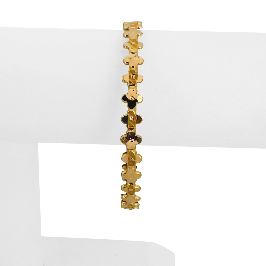 21k Yellow Gold 9.7g Diamond Cut 6.5mm Fancy Bangle Bracelet 7.75"