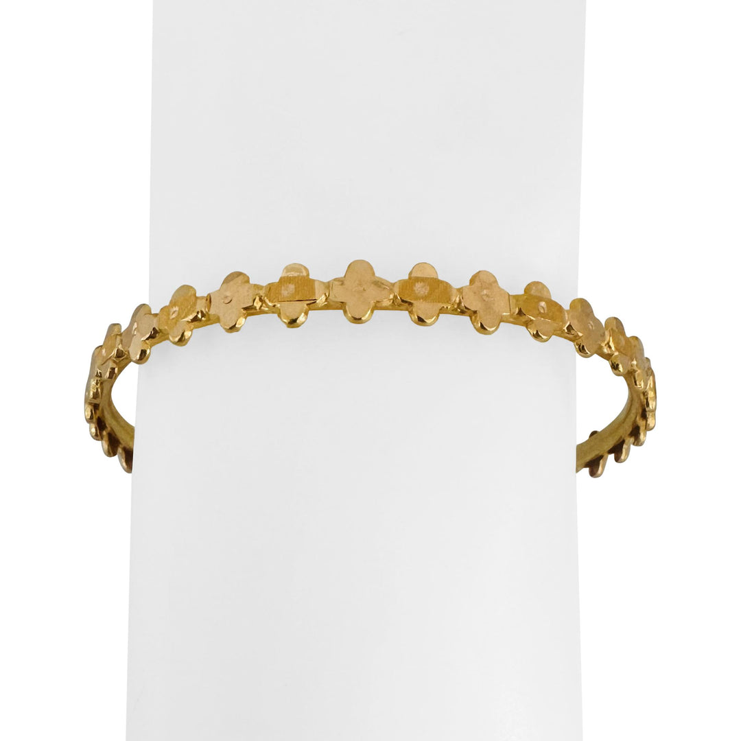 21k Yellow Gold 9.7g Diamond Cut 6.5mm Fancy Bangle Bracelet 7.75"