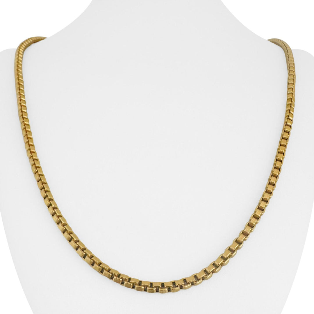 18k Yellow Gold 21g Vintage Thick Textured Box Link Chain Necklace Italy 24"