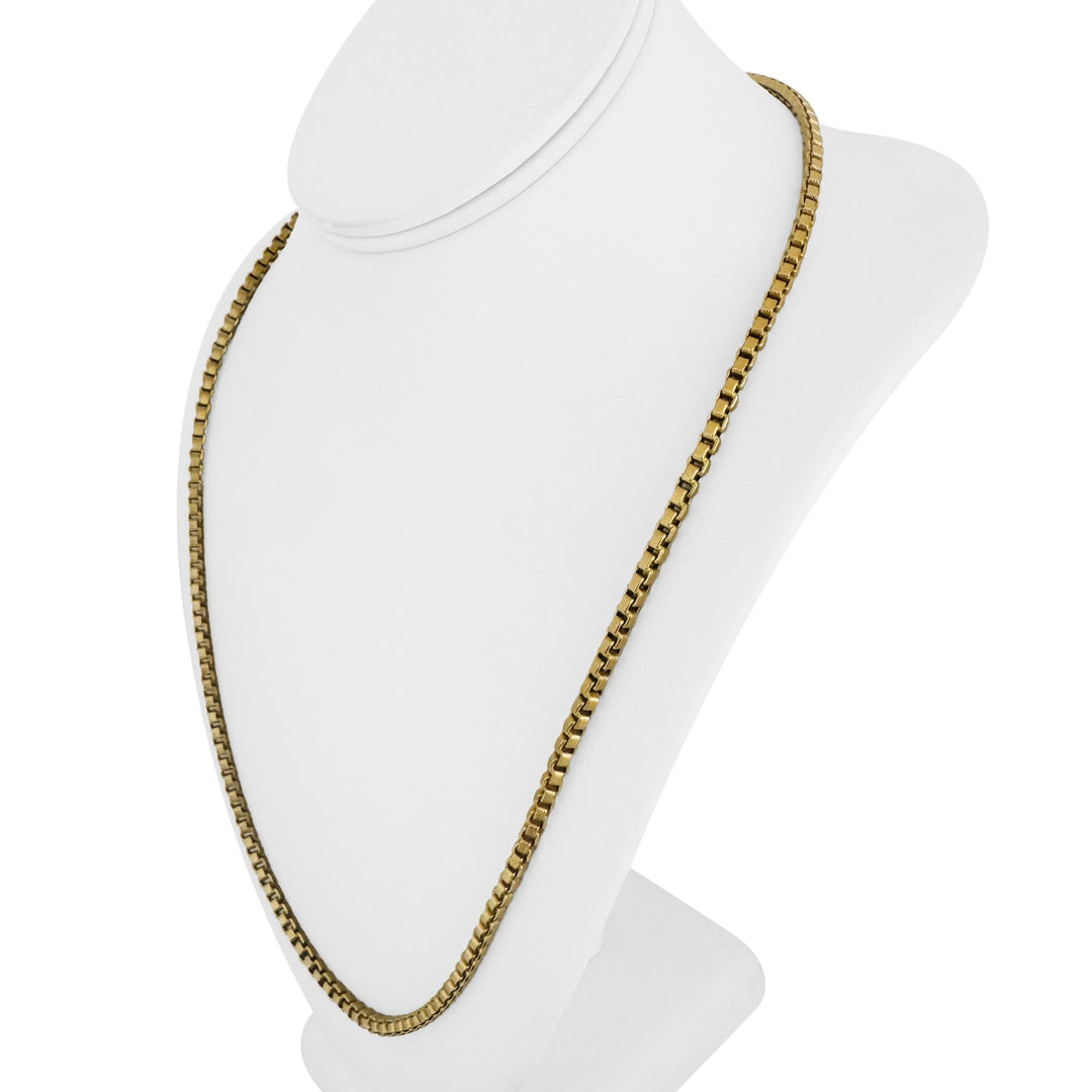18k Yellow Gold 21g Vintage Thick Textured Box Link Chain Necklace Italy 24"