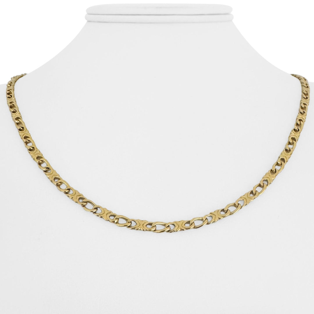 18k Yellow Gold 18.5g Solid Vintage XO Curb Link Chain Necklace Italy 19.5"