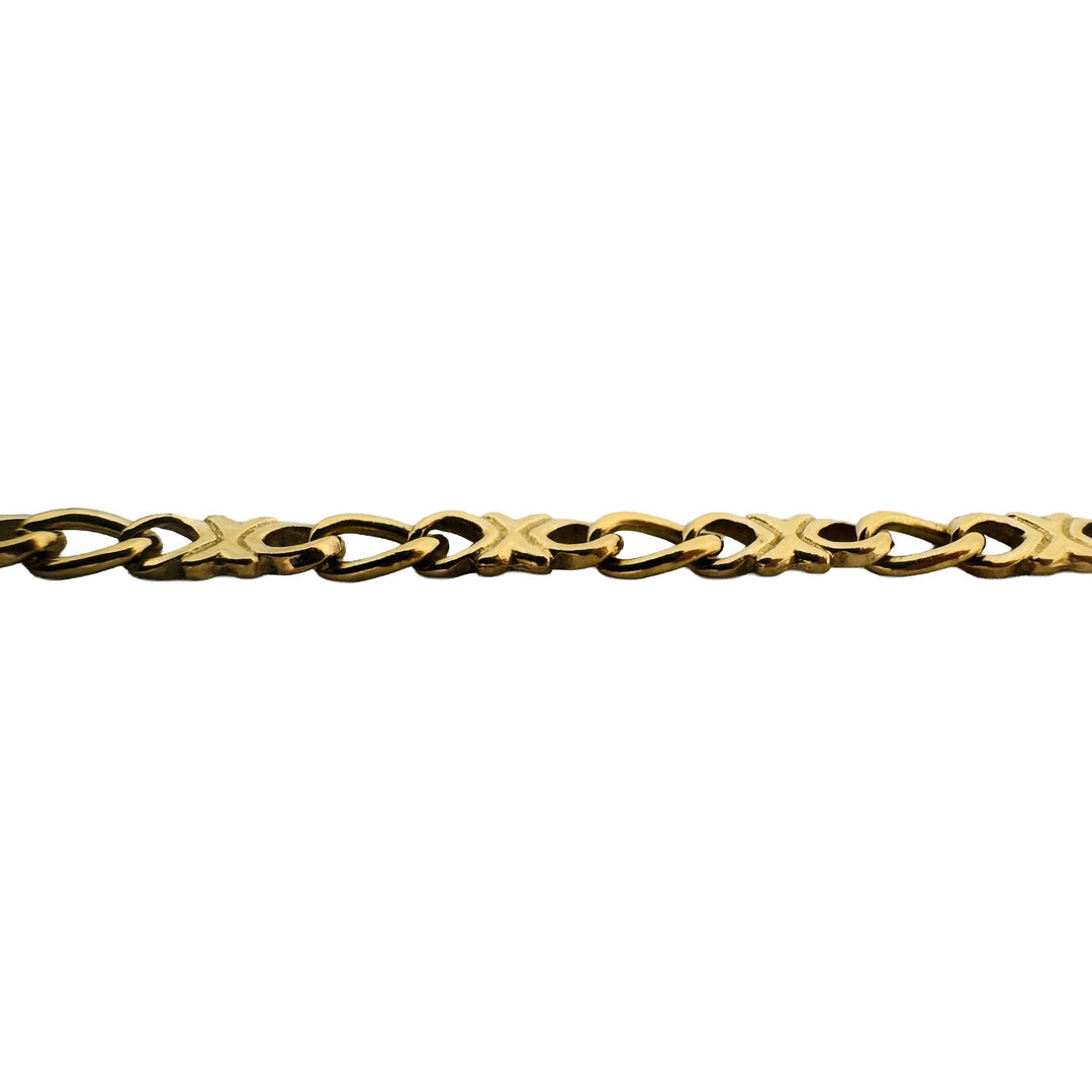 18k Yellow Gold 18.5g Solid Vintage XO Curb Link Chain Necklace Italy 19.5"