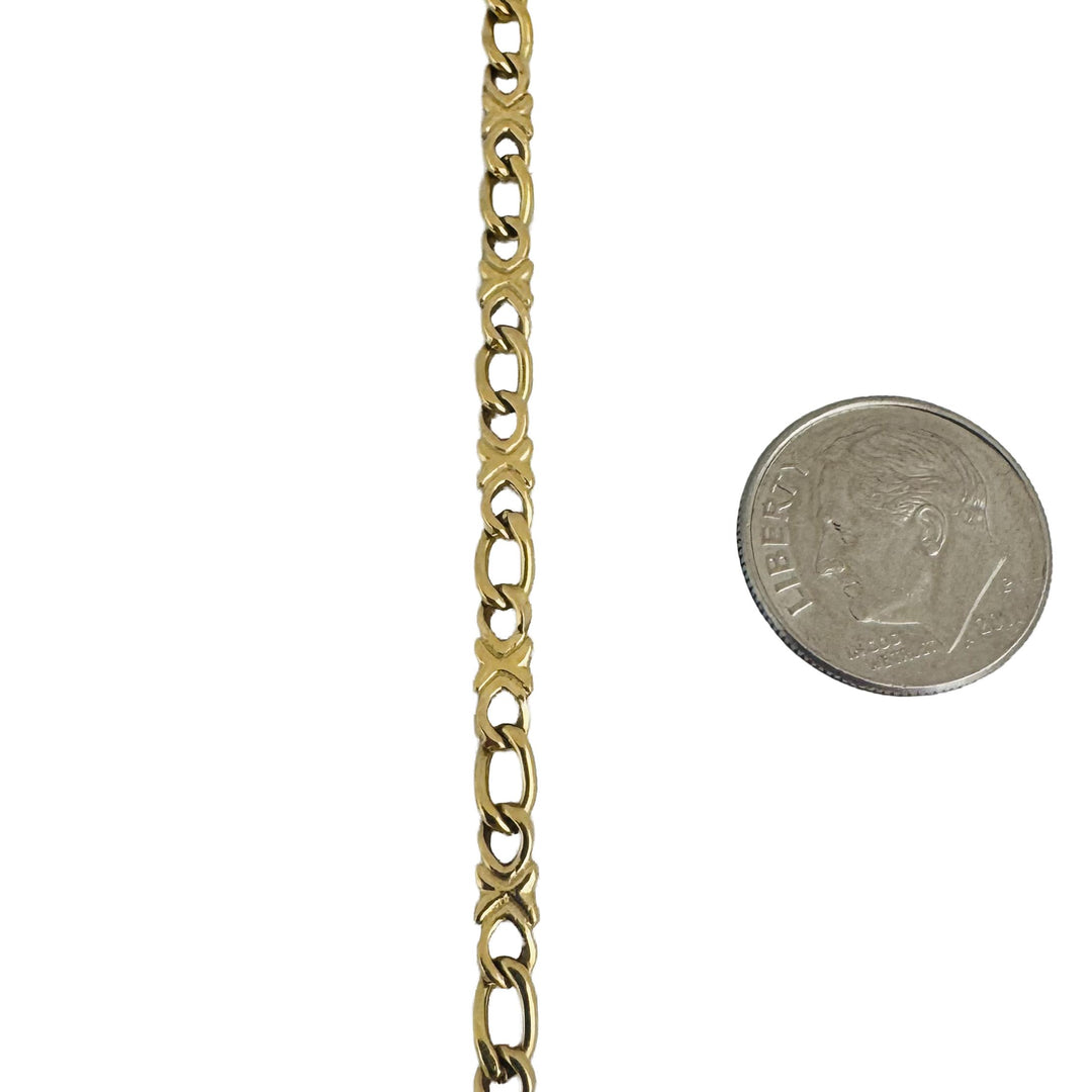 18k Yellow Gold 18.5g Solid Vintage XO Curb Link Chain Necklace Italy 19.5"