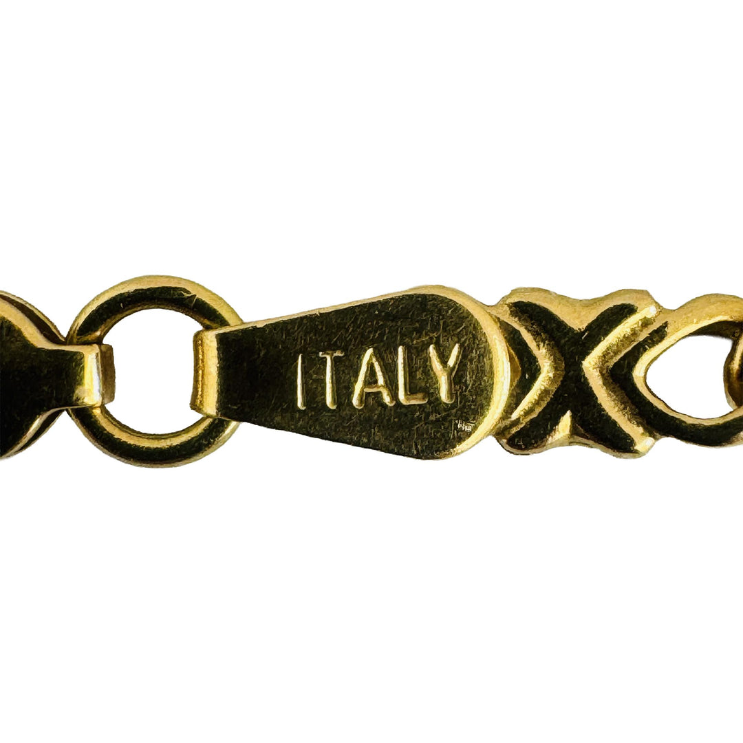 18k Yellow Gold 18.5g Solid Vintage XO Curb Link Chain Necklace Italy 19.5"