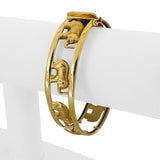 18k Yellow Gold 22g Ladies Elephant Motif 17mm Oval Bangle Bracelet Italy 6.75"